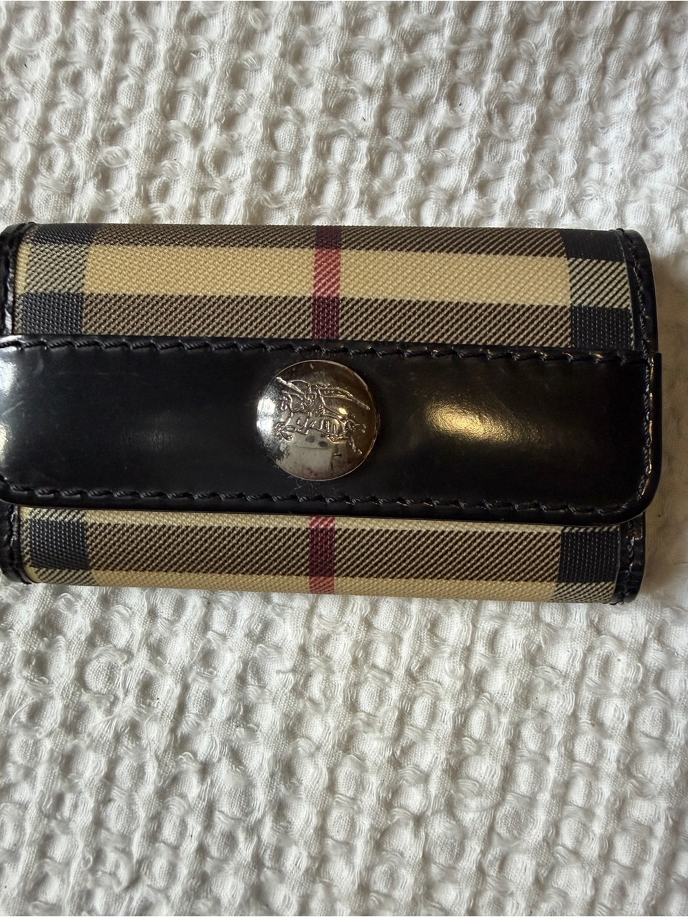 Burberry Black Leather Logo Card & Key Holder